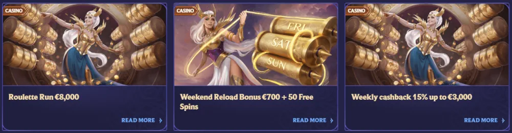 Διαρκείς προωθήσεις DivaSpin με επαναφορές Σαββατοκύριακου και εβδομαδιαία επιστροφή χρημάτων.